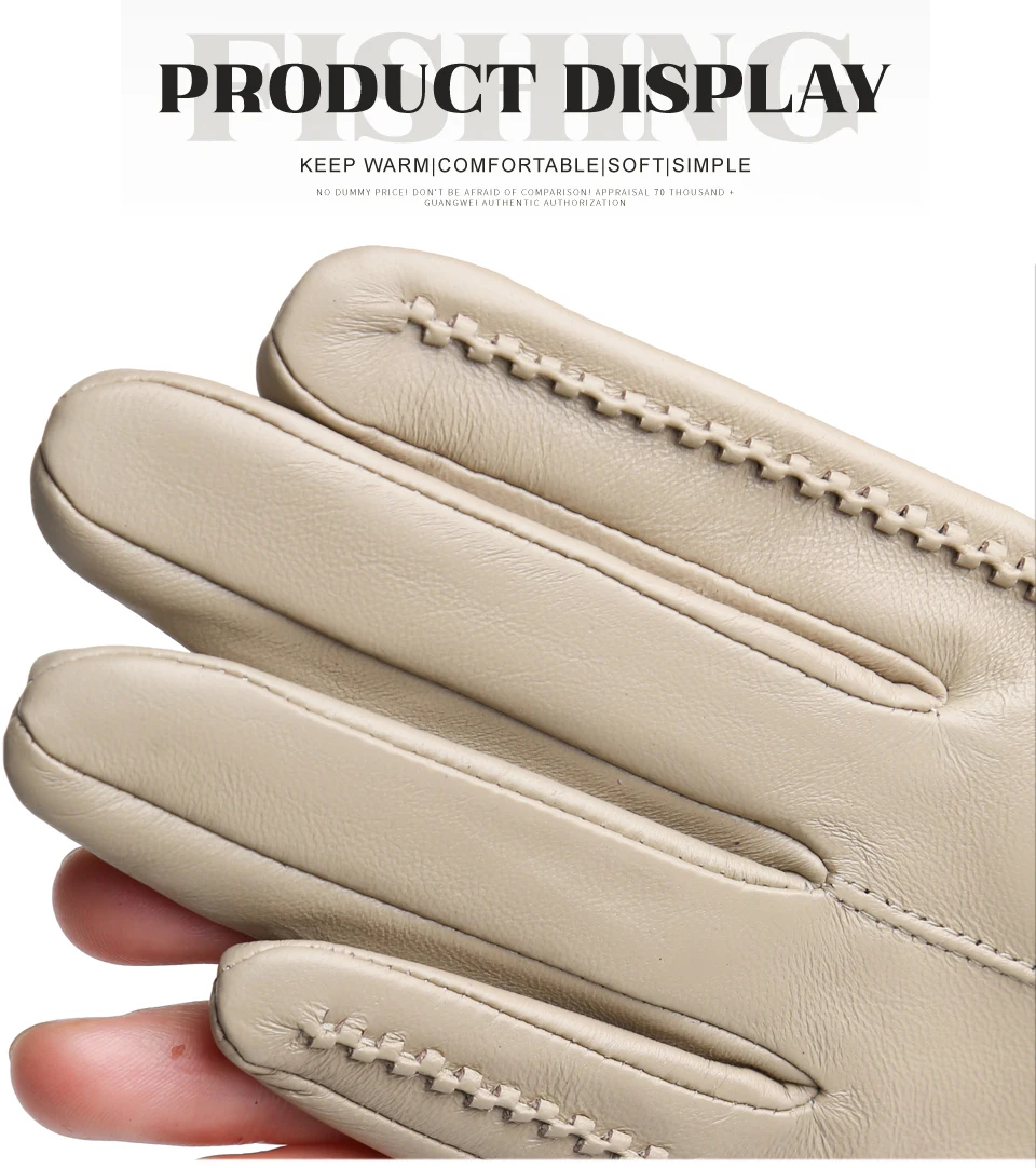 Women's Sheepskin Gloves Winter Warm Plus Velvet Short Thin Touch Screen Driving Color Women's Leather Gloves Good Quality -2226