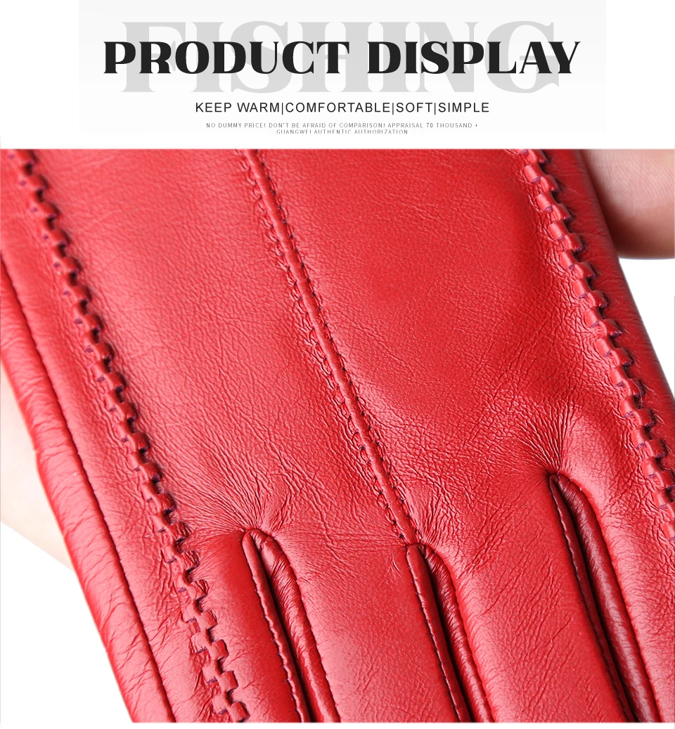 Women's Sheepskin Gloves Winter Warm Plus Velvet Short Thin Touch Screen Driving Color Women's Leather Gloves Good Quality -2226
