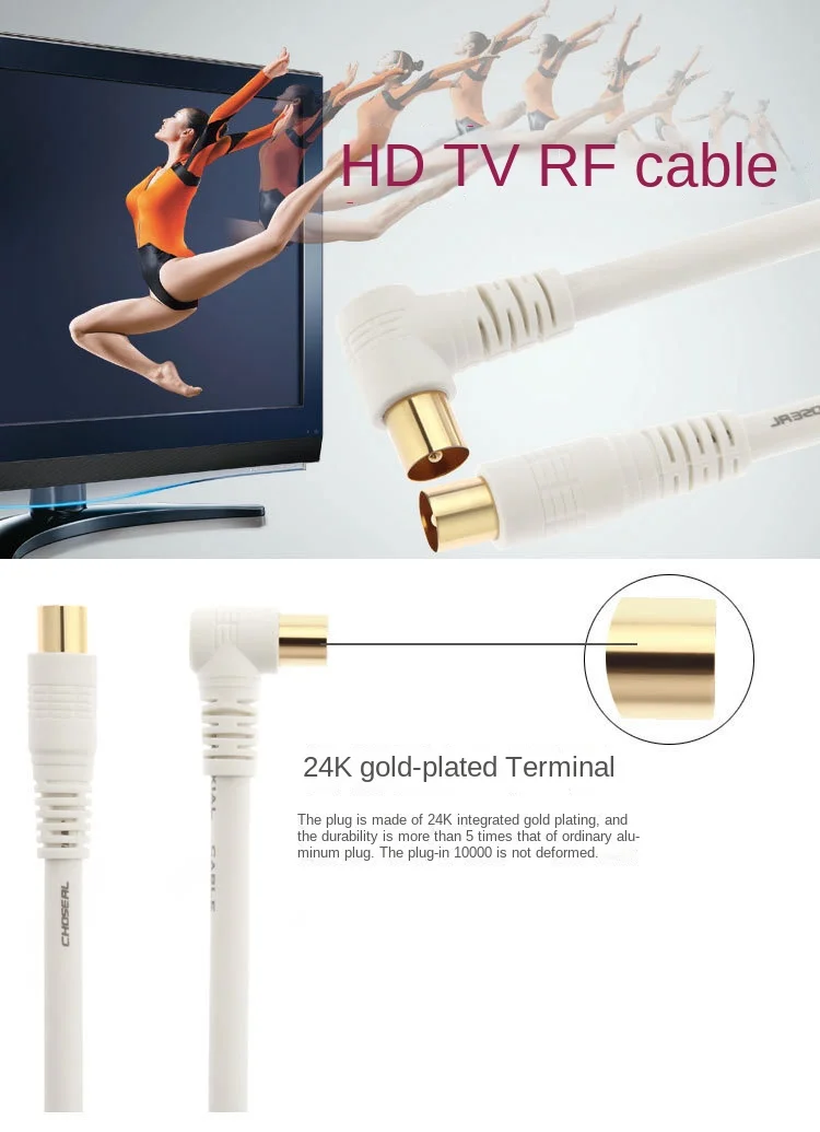 5M 3M 1.5M RF RG6 Quad Shield CL2 Coaxial Antenna Satellite Cable with TV 90 Degree Right Angel Male To Straight Male Connector