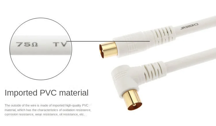 5M 3M 1.5M RF RG6 Quad Shield CL2 Coaxial Antenna Satellite Cable with TV 90 Degree Right Angel Male To Straight Male Connector