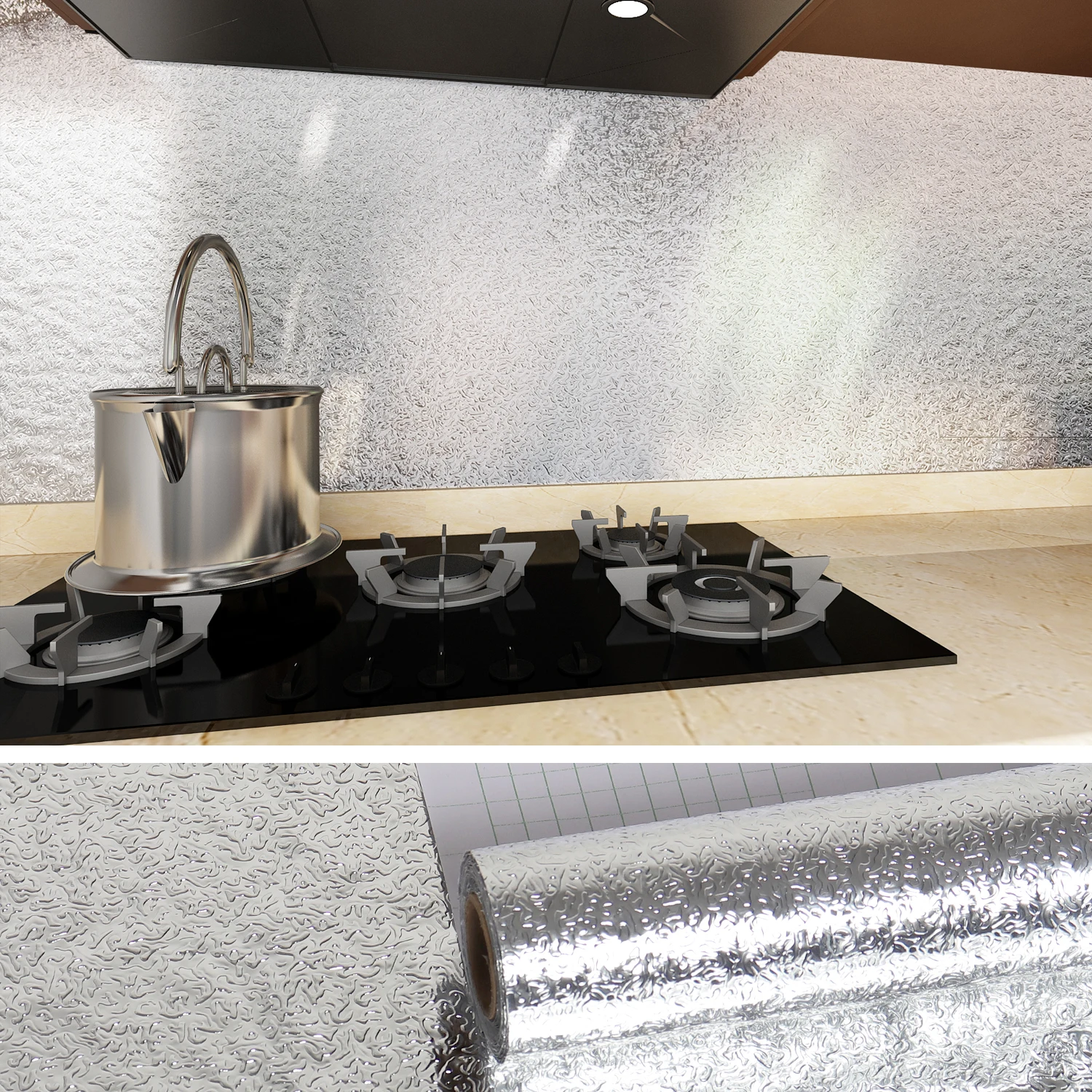 Metal Style Wallpaper Decorative Peel and Stick Film Brushed Silver/Gold Contact Paper PVC Waterproof House Appliance DIY Decal