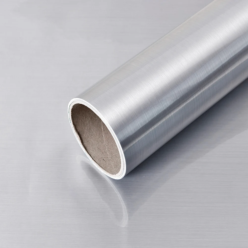 Metal Style Wallpaper Decorative Peel and Stick Film Brushed Silver/Gold Contact Paper PVC Waterproof House Appliance DIY Decal