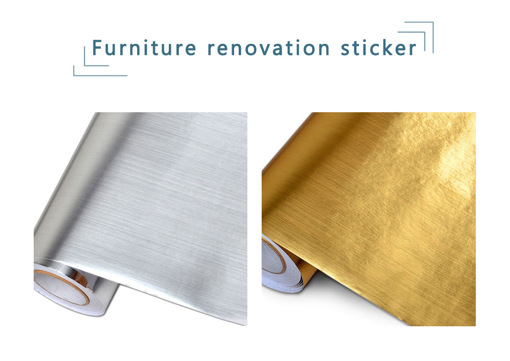 Metal Style Wallpaper Decorative Peel and Stick Film Brushed Silver/Gold Contact Paper PVC Waterproof House Appliance DIY Decal