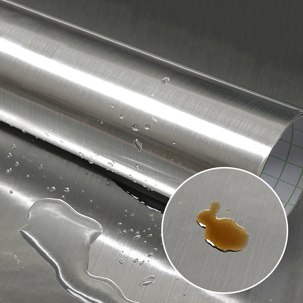 Metal Style Wallpaper Decorative Peel and Stick Film Brushed Silver/Gold Contact Paper PVC Waterproof House Appliance DIY Decal