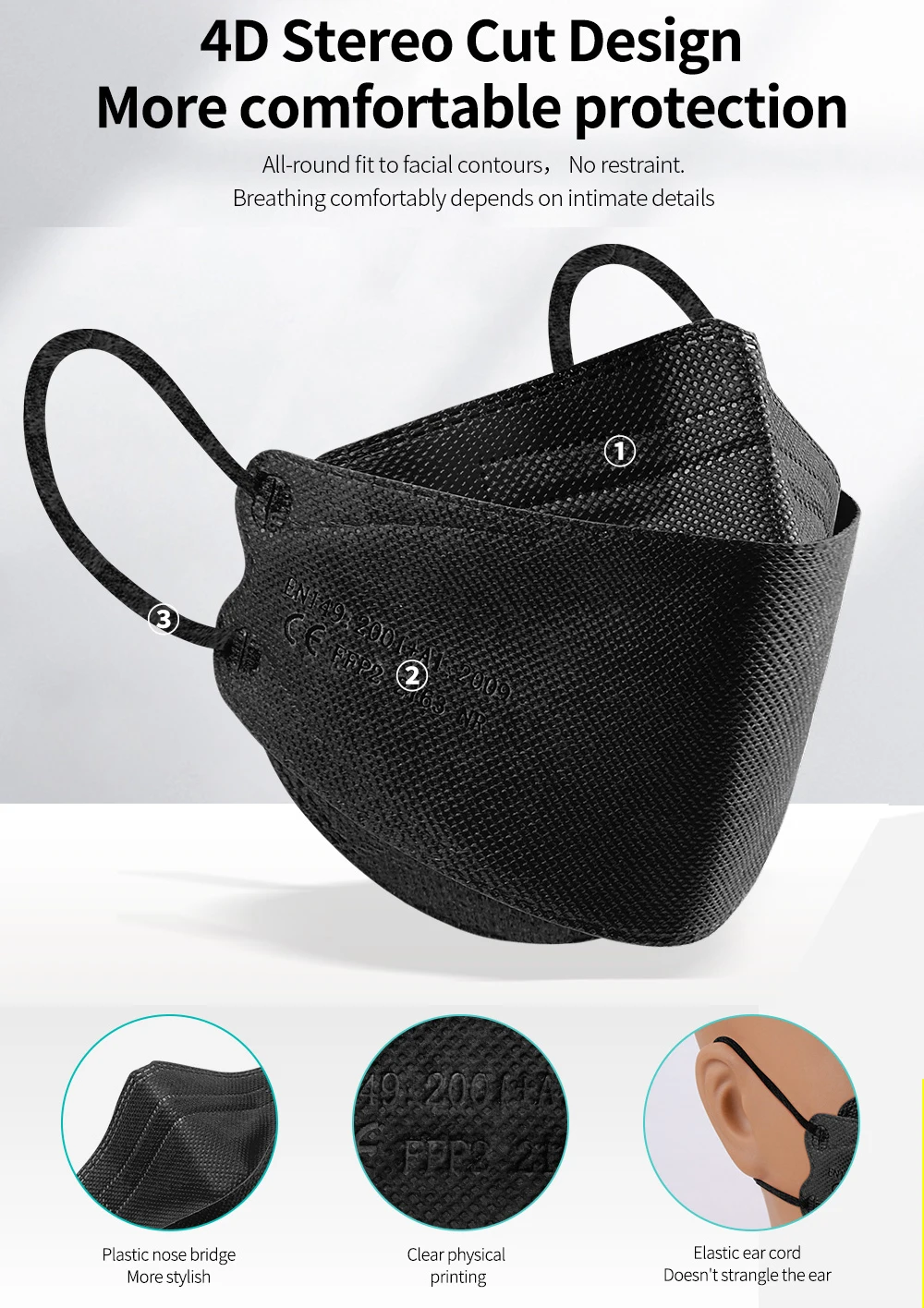 FPP2 CE Protective Mask Anti Dust Mask Mouth Mascarillas 4 Layers Mask FFP2 Face Mask KN95 Facial Masks Filter Mask Respirator