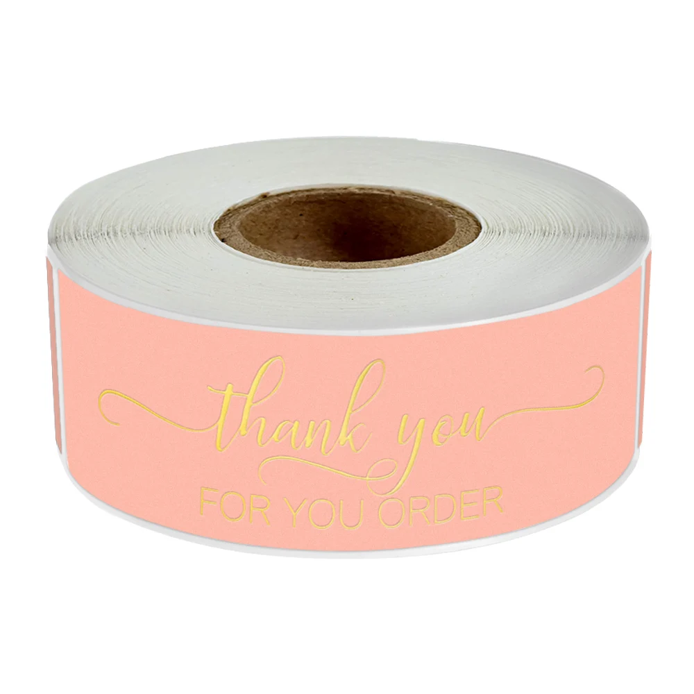 120Pcs Rectangle Thank You For Your Order Sticker for Packaging Stationery Stickers Roll Black Pink Transparent Thank You Labels