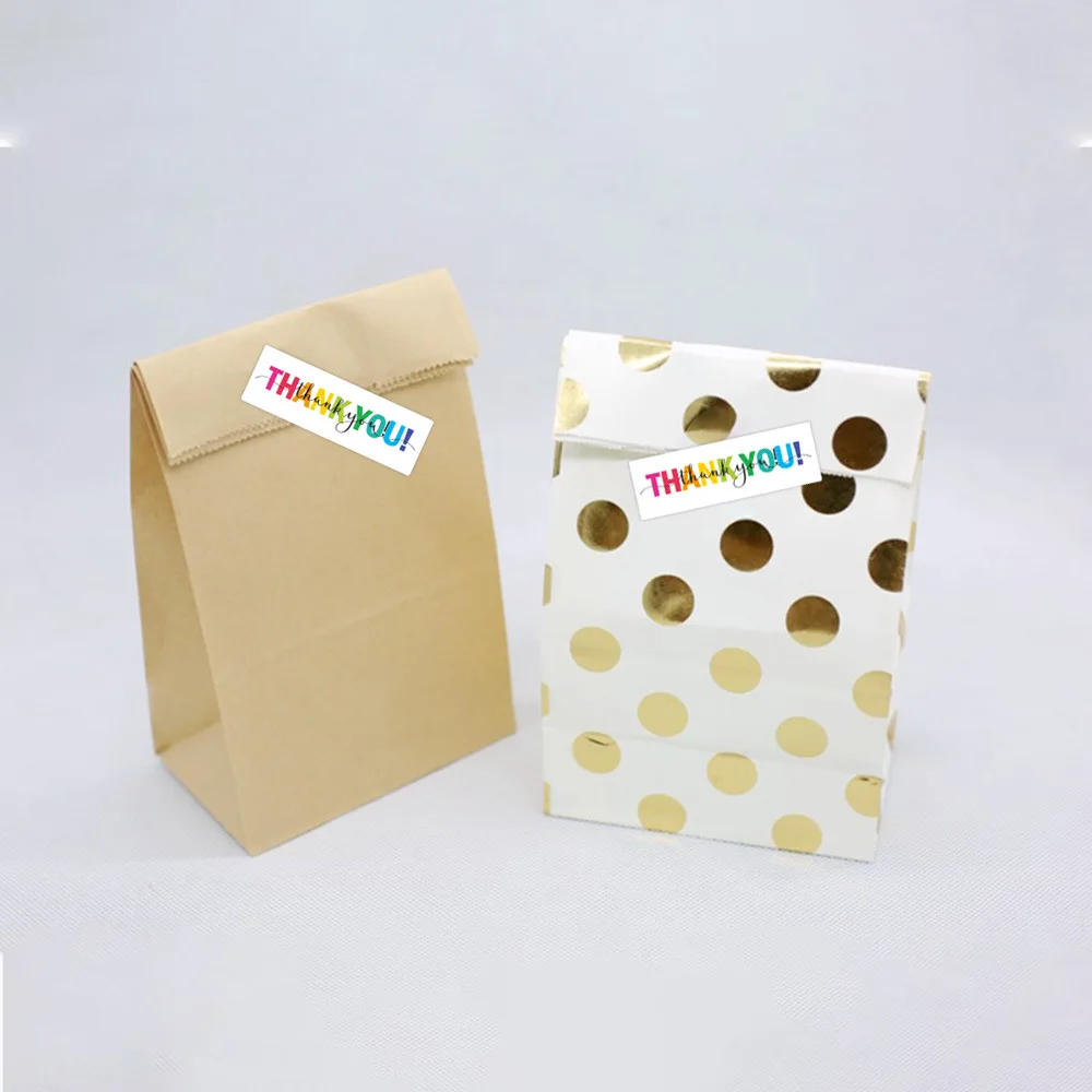 120Pcs Rectangle Thank You For Your Order Sticker for Packaging Stationery Stickers Roll Black Pink Transparent Thank You Labels