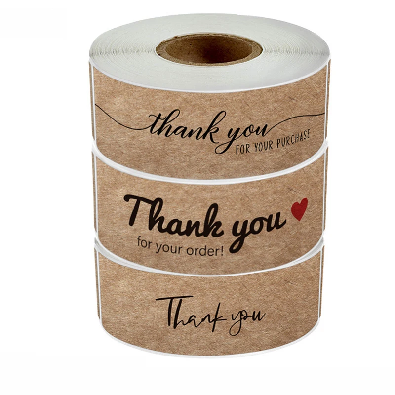 120Pcs Rectangle Thank You For Your Order Sticker for Packaging Stationery Stickers Roll Black Pink Transparent Thank You Labels