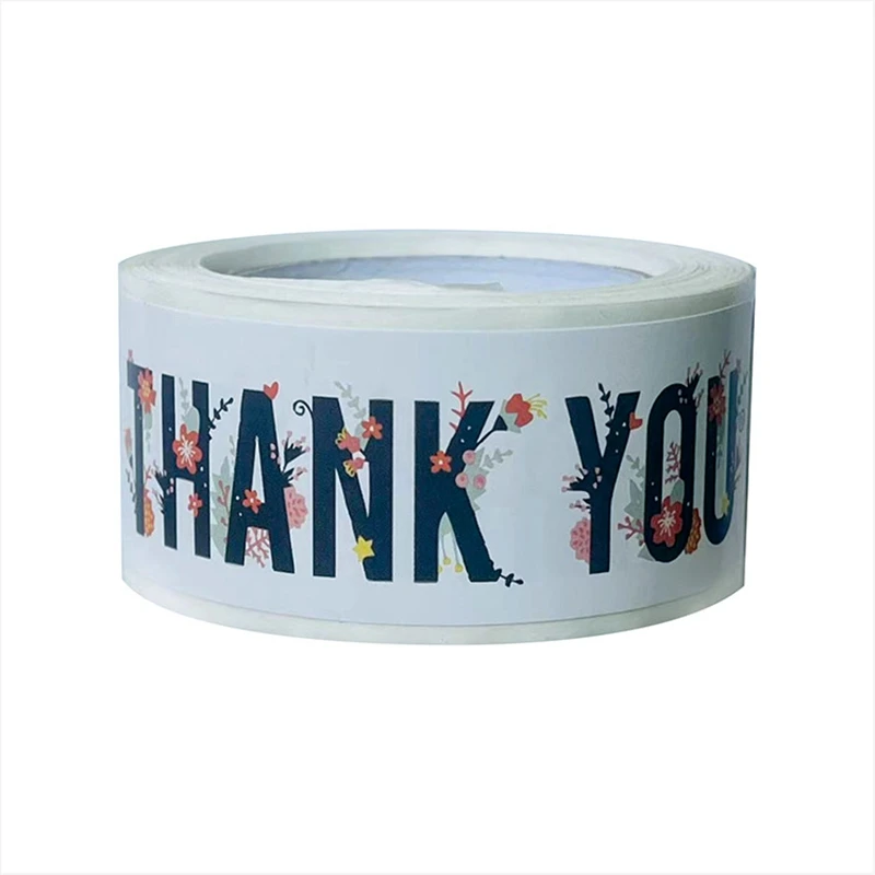 120Pcs Rectangle Thank You For Your Order Sticker for Packaging Stationery Stickers Roll Black Pink Transparent Thank You Labels