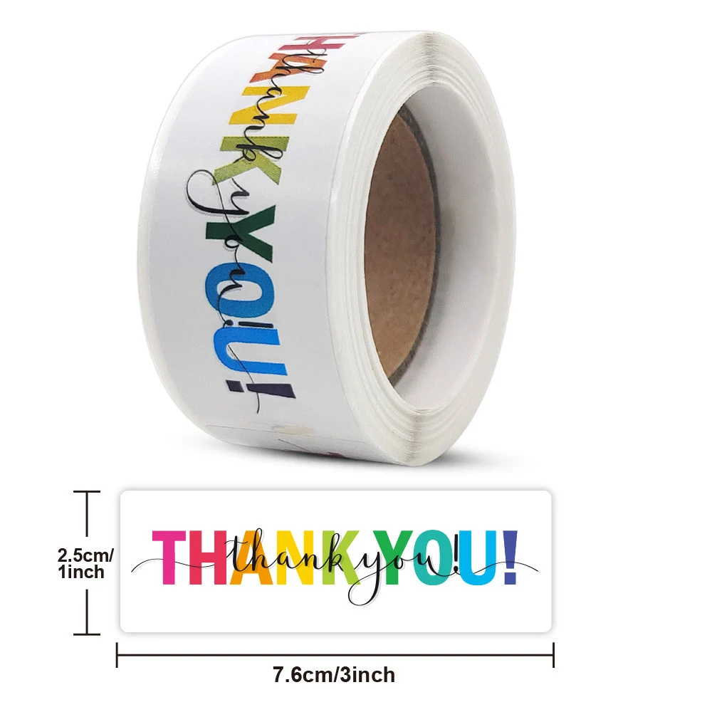 120Pcs Rectangle Thank You For Your Order Sticker for Packaging Stationery Stickers Roll Black Pink Transparent Thank You Labels