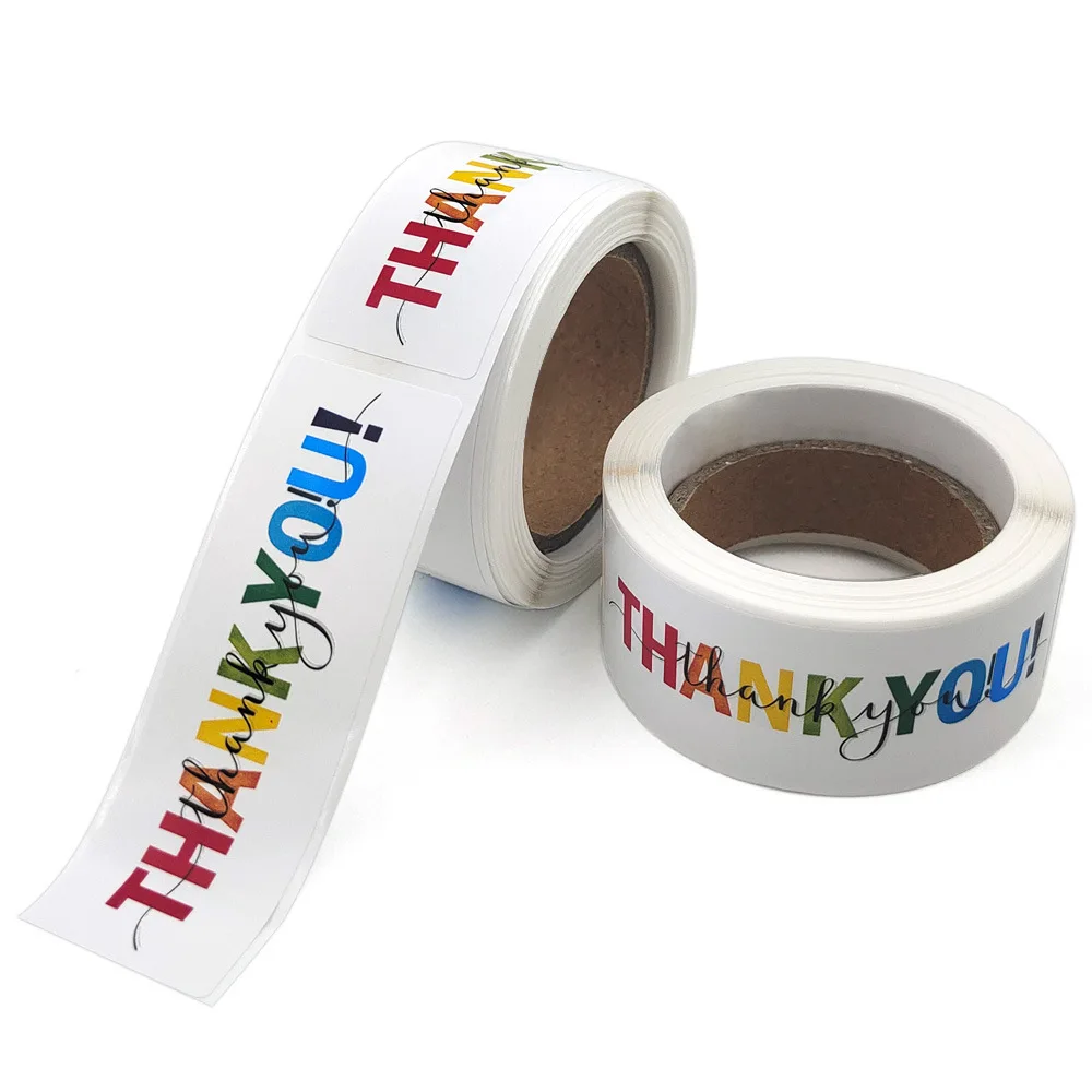 120Pcs Rectangle Thank You For Your Order Sticker for Packaging Stationery Stickers Roll Black Pink Transparent Thank You Labels