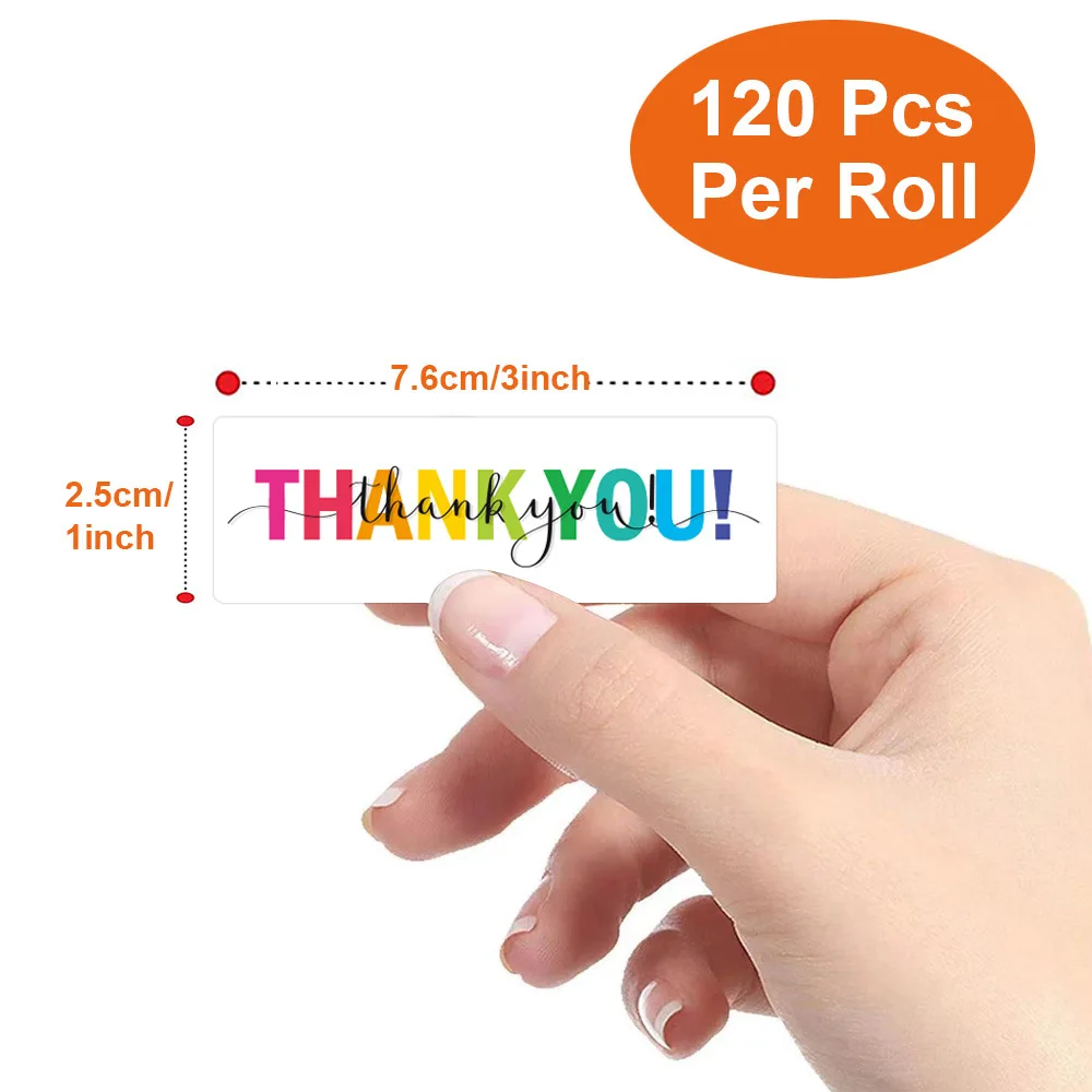 120Pcs Rectangle Thank You For Your Order Sticker for Packaging Stationery Stickers Roll Black Pink Transparent Thank You Labels