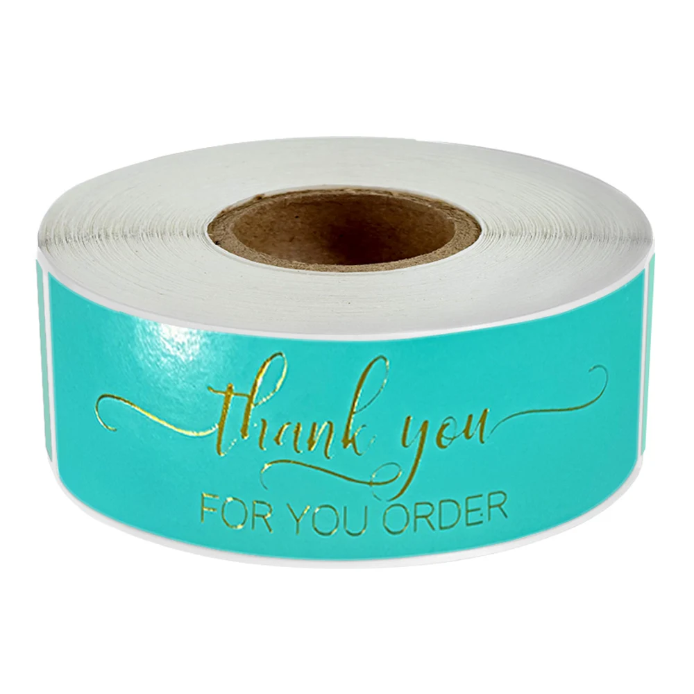 120Pcs Rectangle Thank You For Your Order Sticker for Packaging Stationery Stickers Roll Black Pink Transparent Thank You Labels