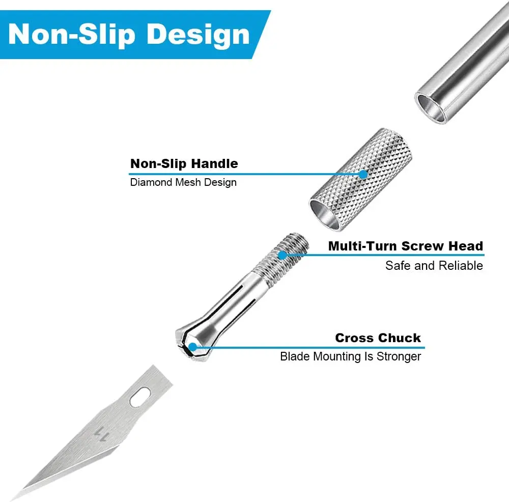 1Set Precision Carving Craft Knife Stainless Steel Hobby Knives for DIY Art Work Cutting Scrapbooking Stencil Models with5Blades