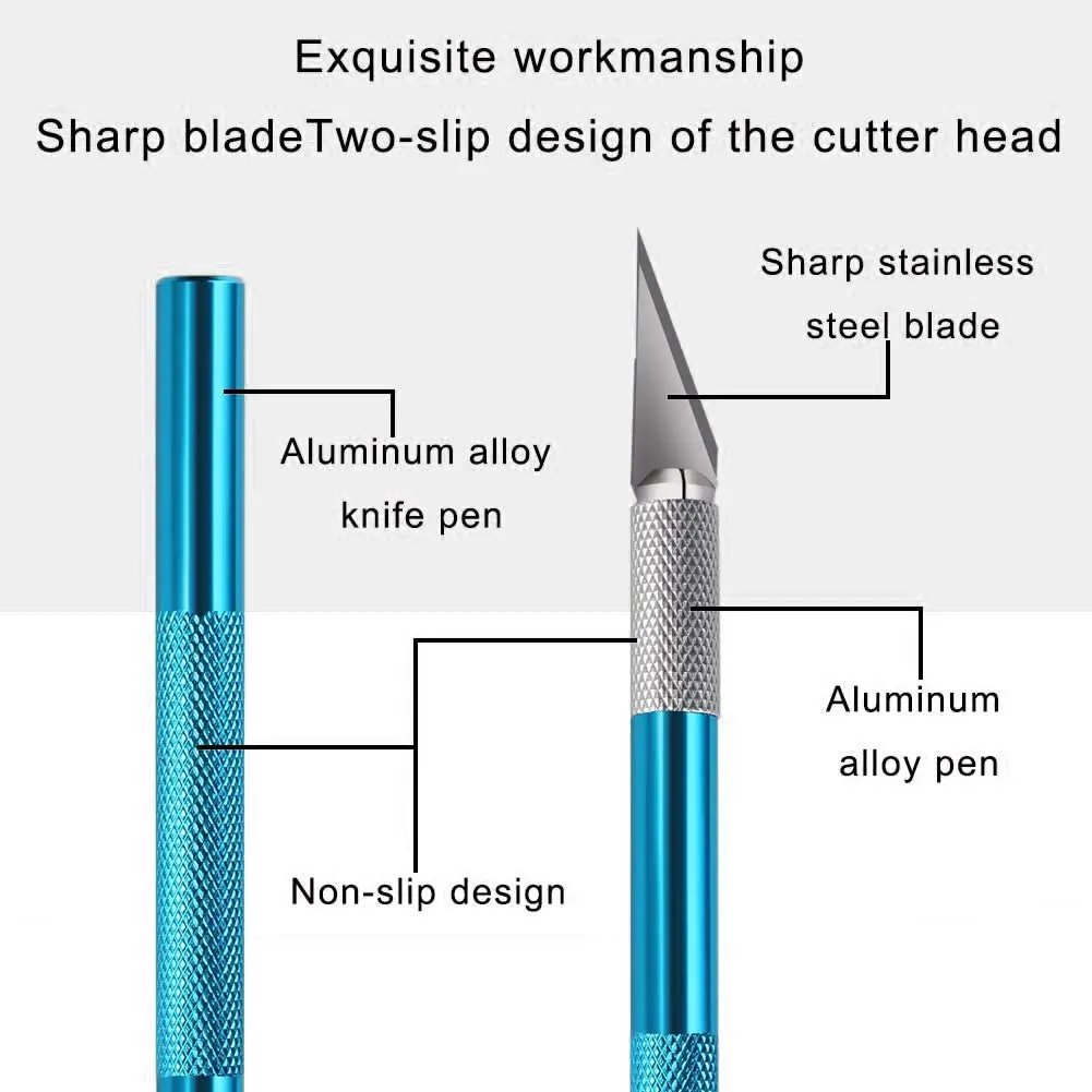 1Set Precision Carving Craft Knife Stainless Steel Hobby Knives for DIY Art Work Cutting Scrapbooking Stencil Models with5Blades