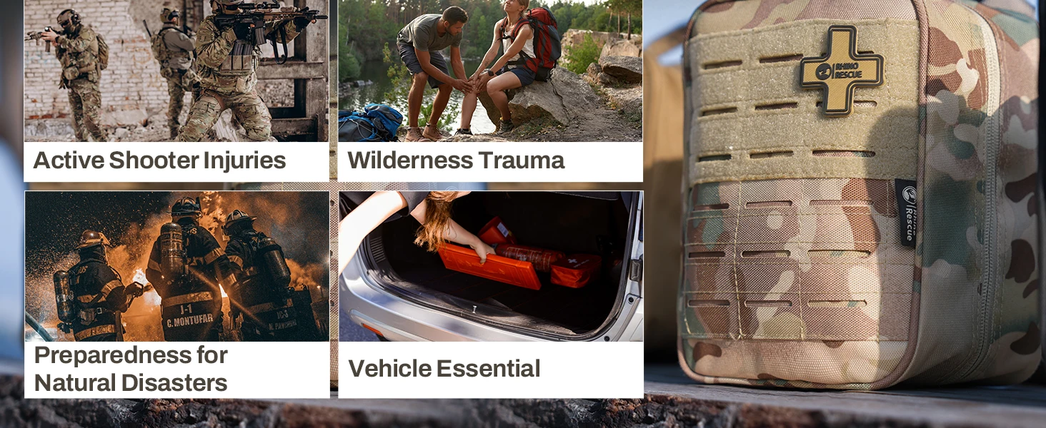 RHINO RESCUE-SE IFAK Trauma First Aid Kit,Tactical Medical Pouch for Car Home Travel Hiking and Camping,Emergency Survival Gear