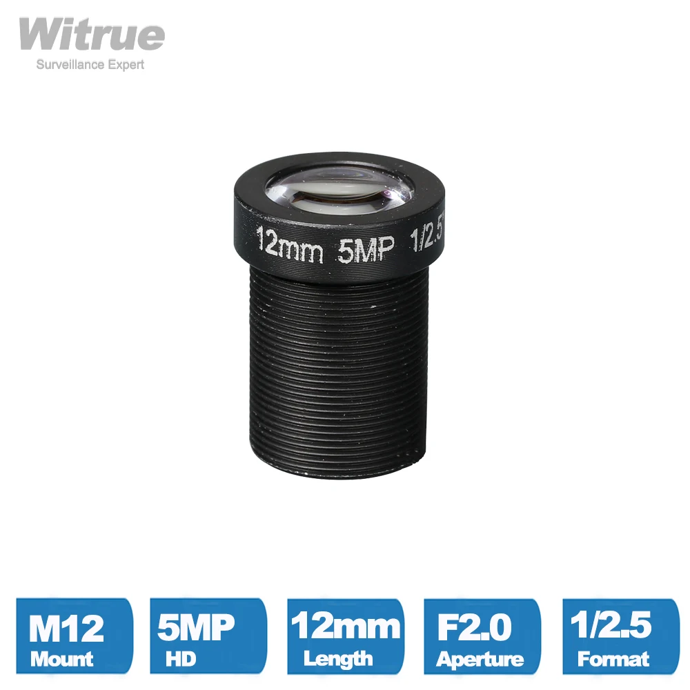 Witrue CCTV Camera Lens 5 Mega Pixel M12 X P0.5 Mount 1/2.5' F2.0 12MM 16MM 25MM Optional for Security IP Cameras