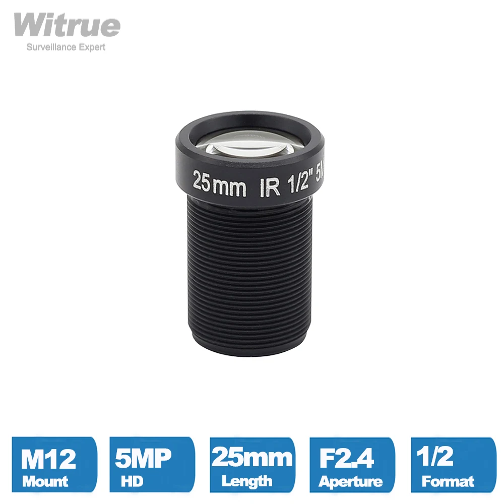 Witrue CCTV Camera Lens 5 Mega Pixel M12 X P0.5 Mount 1/2.5' F2.0 12MM 16MM 25MM Optional for Security IP Cameras