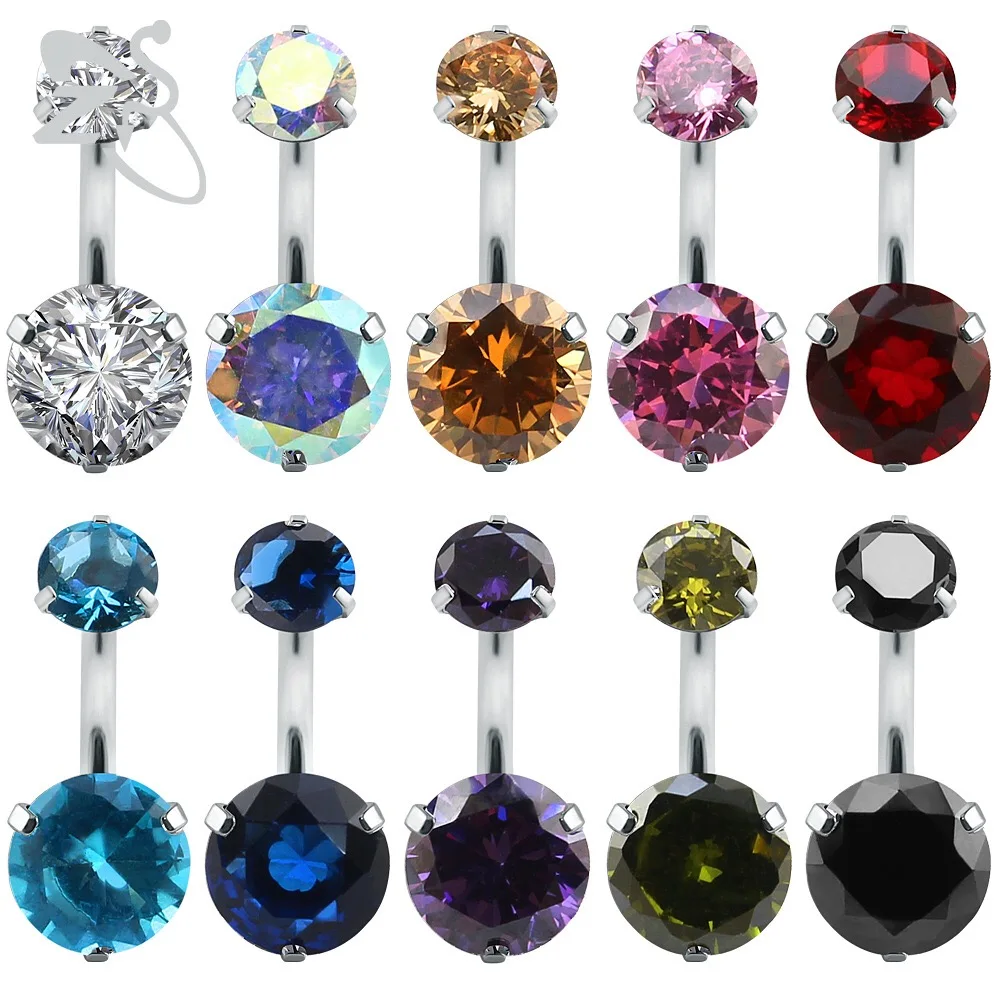 1PC Steel Belly Button Rings Crystal Piercing Navel Heart Style Navel Piercing Earring Belly Piercing Sexy Body Jewelry Ombligo
