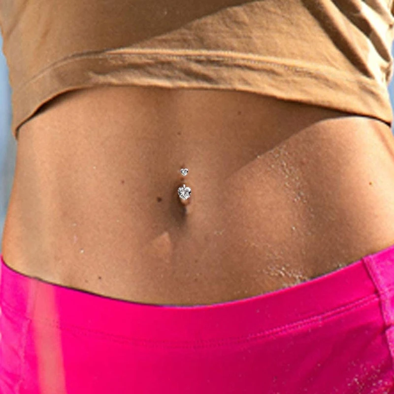 1PC Steel Belly Button Rings Crystal Piercing Navel Heart Style Navel Piercing Earring Belly Piercing Sexy Body Jewelry Ombligo