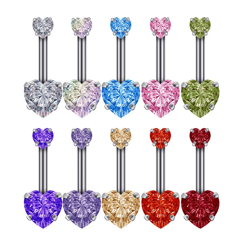 1PC Steel Belly Button Rings Crystal Piercing Navel Heart Style Navel Piercing Earring Belly Piercing Sexy Body Jewelry Ombligo