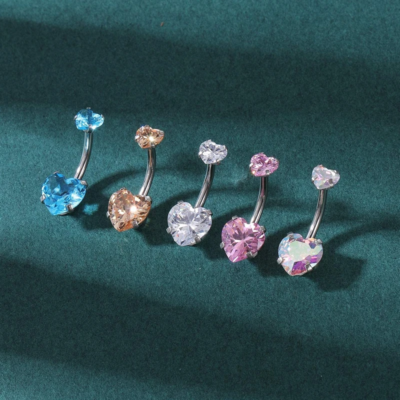 1PC Steel Belly Button Rings Crystal Piercing Navel Heart Style Navel Piercing Earring Belly Piercing Sexy Body Jewelry Ombligo
