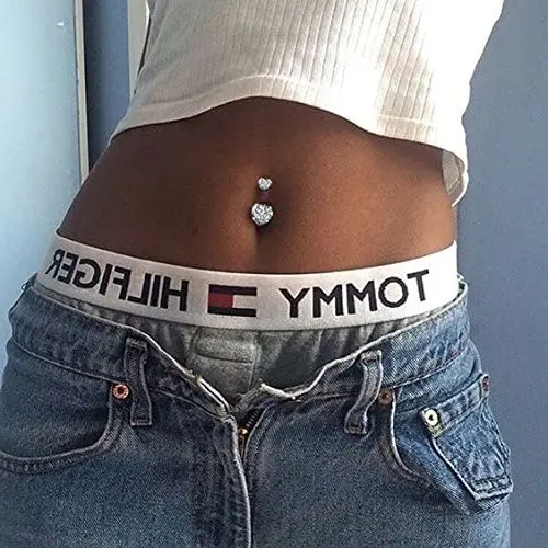 1PC Steel Belly Button Rings Crystal Piercing Navel Heart Style Navel Piercing Earring Belly Piercing Sexy Body Jewelry Ombligo