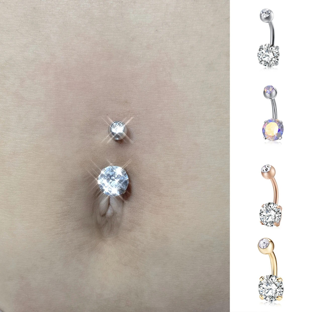 1PC Steel Belly Button Rings Crystal Piercing Navel Heart Style Navel Piercing Earring Belly Piercing Sexy Body Jewelry Ombligo