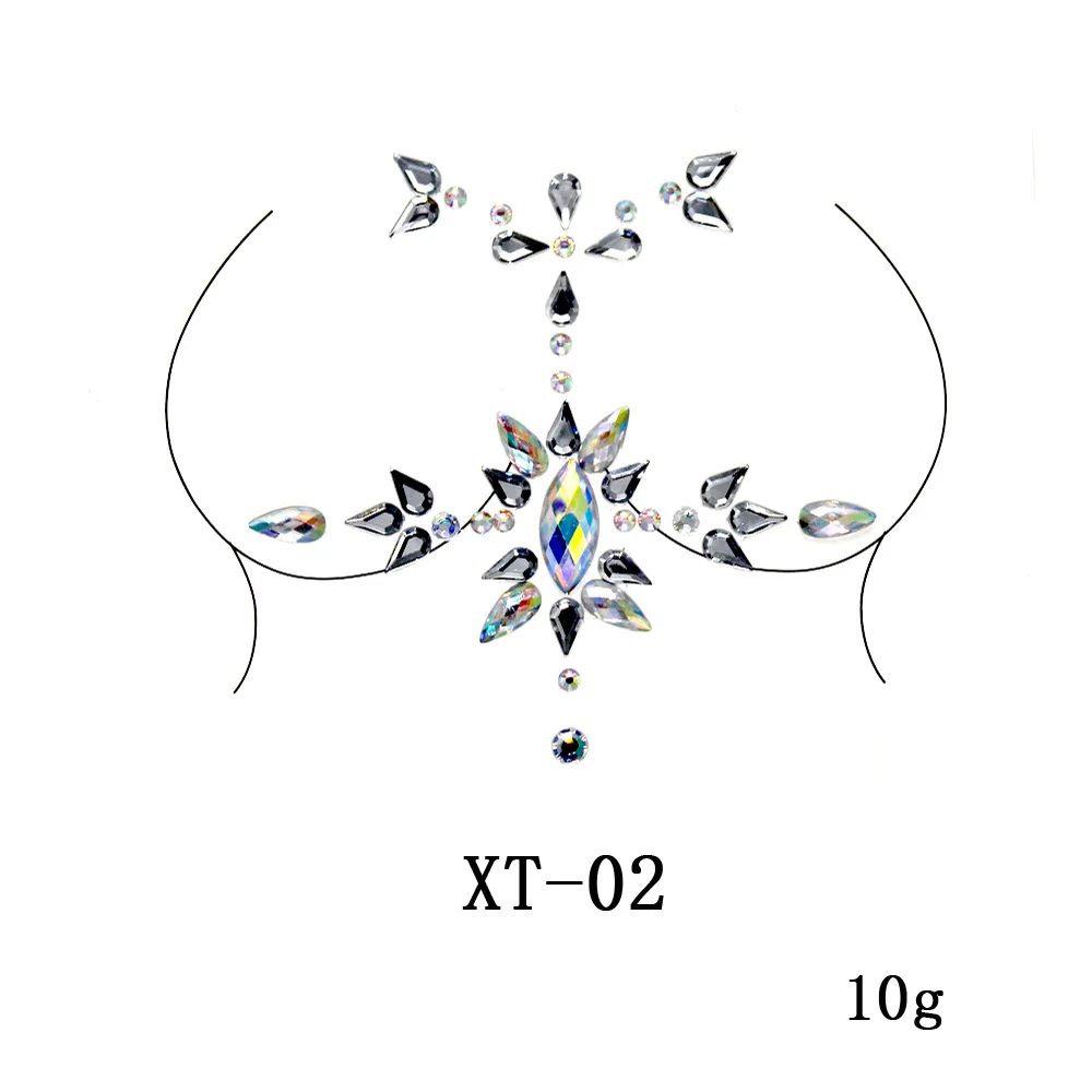 Women's Temporary Tattoos Fake Tattoo Stickers Chest Jewels Crystal Diamond Acrylic Rhinestone DIY Face Stickers Face Decoration