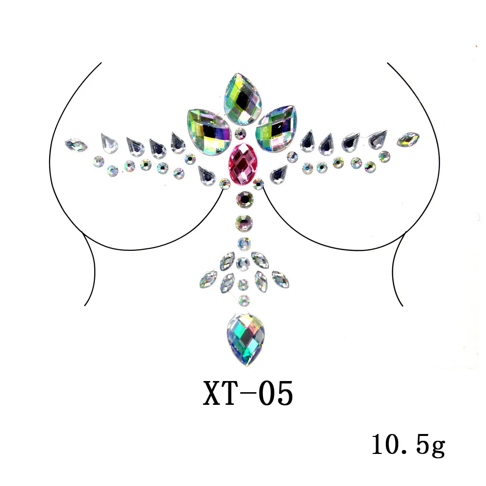 Women's Temporary Tattoos Fake Tattoo Stickers Chest Jewels Crystal Diamond Acrylic Rhinestone DIY Face Stickers Face Decoration