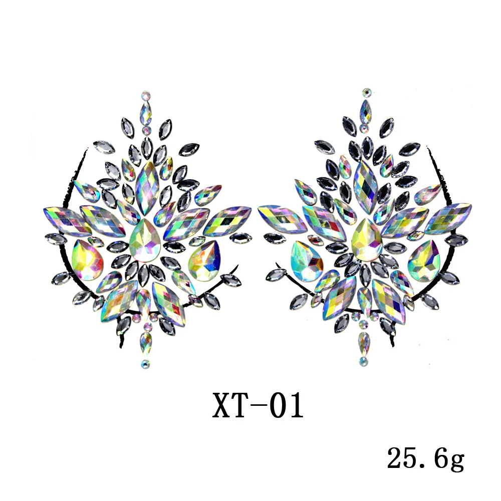 Women's Temporary Tattoos Fake Tattoo Stickers Chest Jewels Crystal Diamond Acrylic Rhinestone DIY Face Stickers Face Decoration