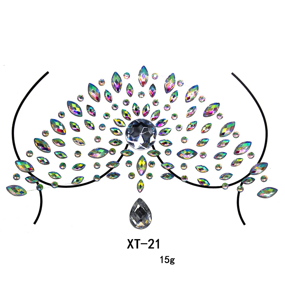 Women's Temporary Tattoos Fake Tattoo Stickers Chest Jewels Crystal Diamond Acrylic Rhinestone DIY Face Stickers Face Decoration