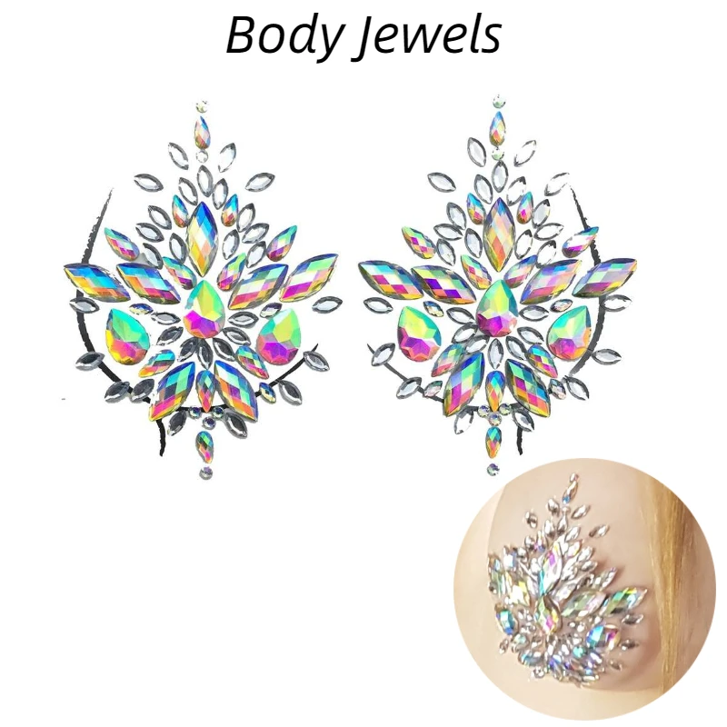Women's Temporary Tattoos Fake Tattoo Stickers Chest Jewels Crystal Diamond Acrylic Rhinestone DIY Face Stickers Face Decoration