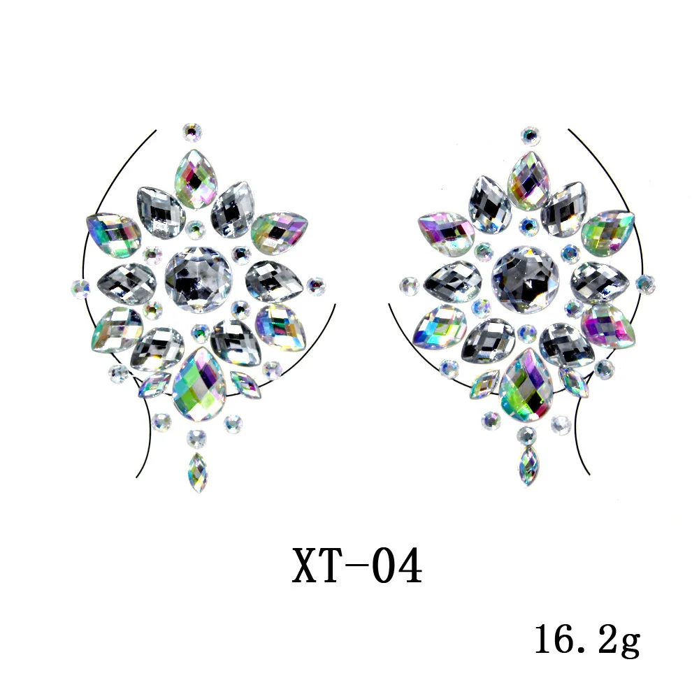 Women's Temporary Tattoos Fake Tattoo Stickers Chest Jewels Crystal Diamond Acrylic Rhinestone DIY Face Stickers Face Decoration
