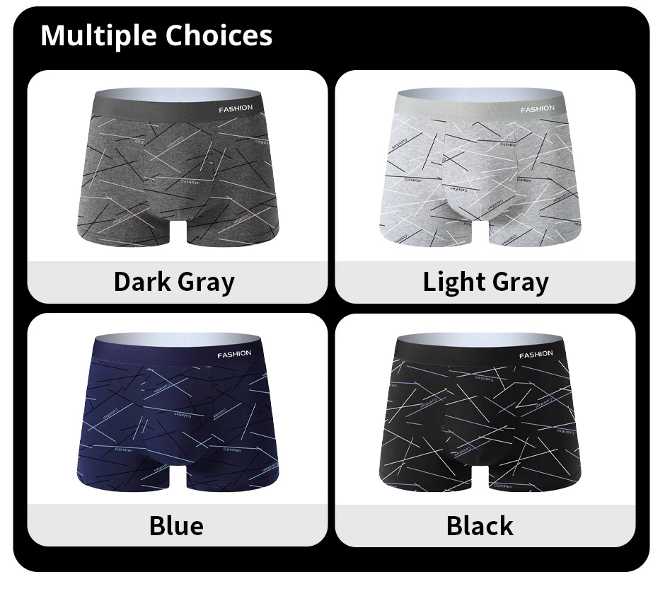 4-Pack Men's Soft Comfortable Fashionable Boxer Shorts Health Advanced Sports Casual Men's Briefs Underwear
