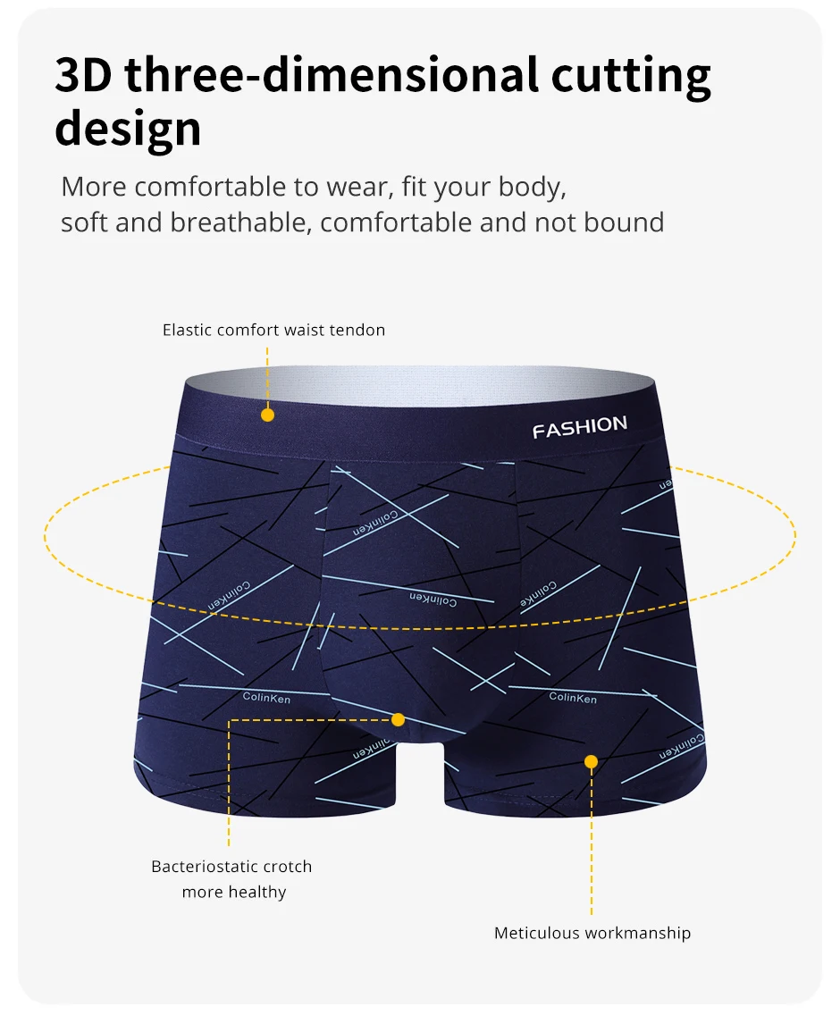 4-Pack Men's Soft Comfortable Fashionable Boxer Shorts Health Advanced Sports Casual Men's Briefs Underwear