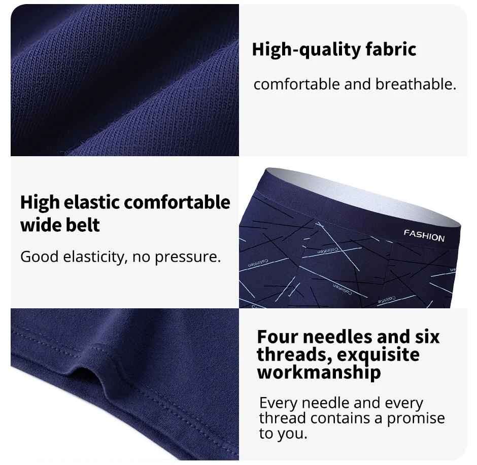 4-Pack Men's Soft Comfortable Fashionable Boxer Shorts Health Advanced Sports Casual Men's Briefs Underwear