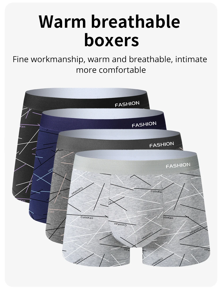 4-Pack Men's Soft Comfortable Fashionable Boxer Shorts Health Advanced Sports Casual Men's Briefs Underwear