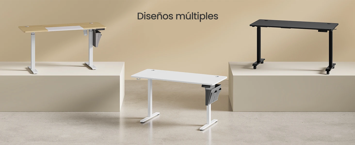 SONGMICS Electric Height Adjustable Desk, 60 x 140 x (72-120) cm, 4 Memory Heights, Storage Pocket, for Home Office, Study