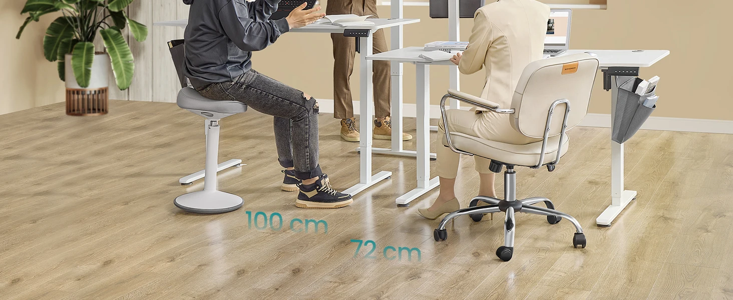 SONGMICS Electric Height Adjustable Desk, 60 x 140 x (72-120) cm, 4 Memory Heights, Storage Pocket, for Home Office, Study