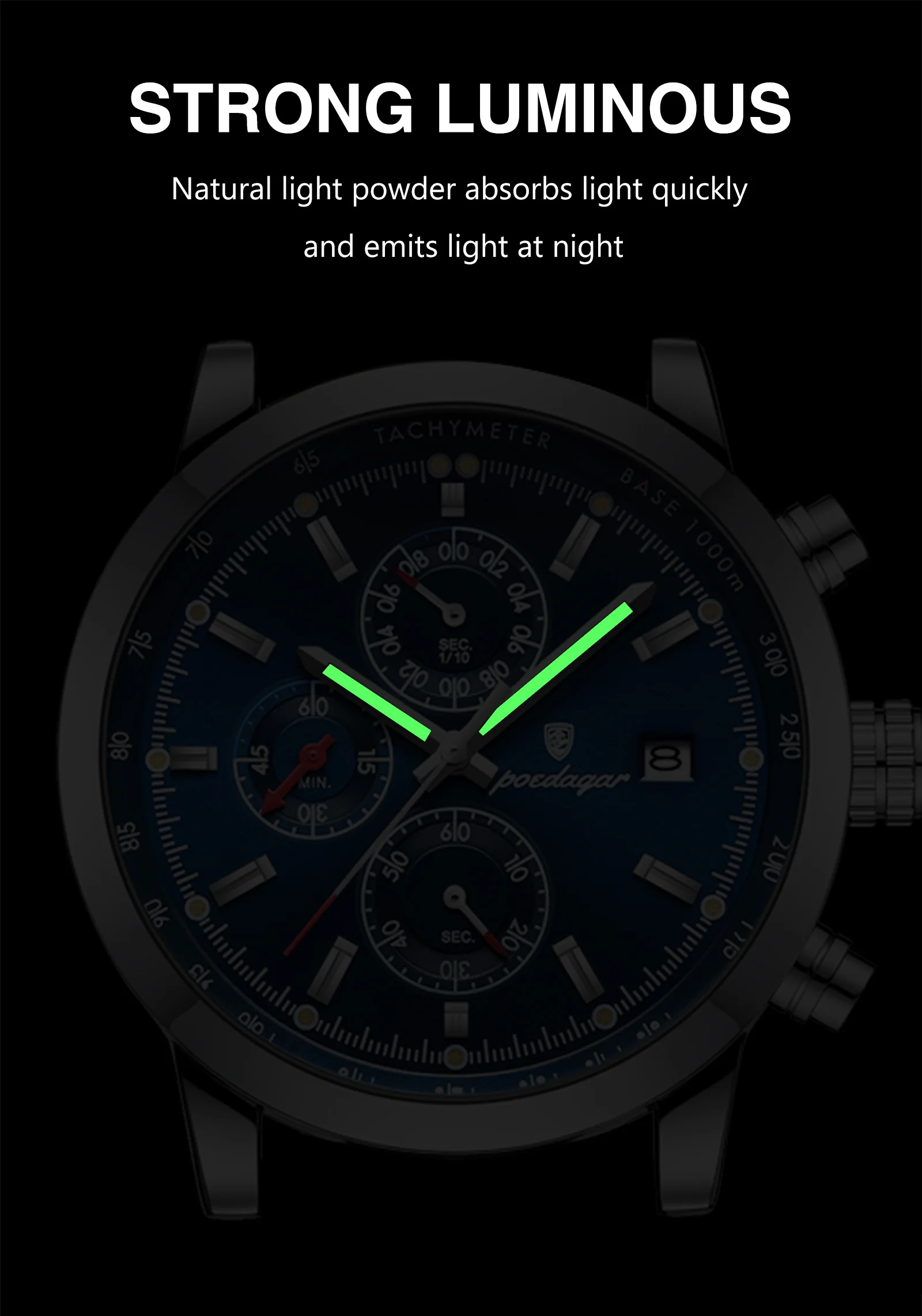 POEDAGAR Luxury Trendy Man Watch Date Waterproof Luminous Chronograph Men Watch Sports Male Stylish Leather Men's Quartz Watches