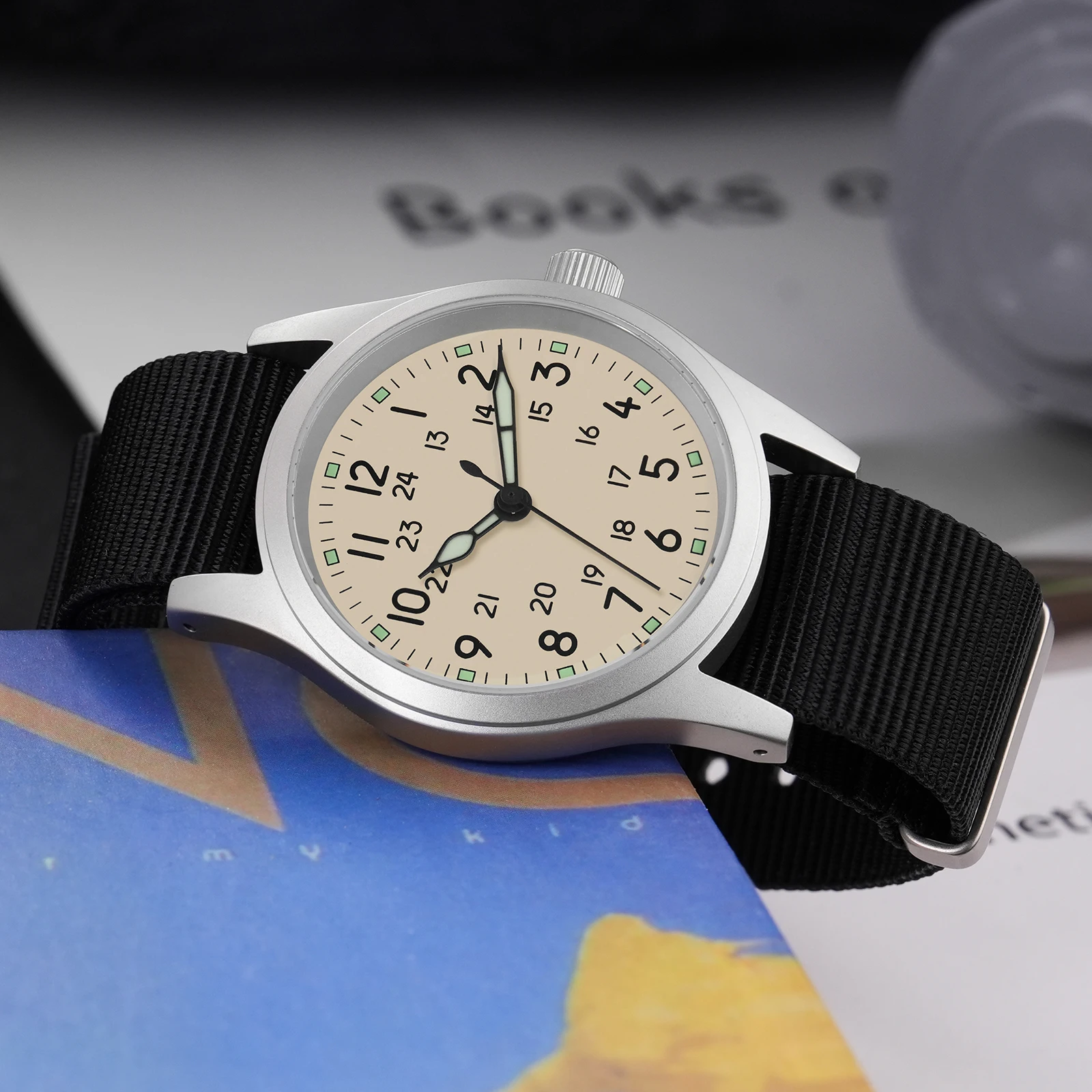 Militado ML05B Vintage Watch Miyota 2035 Movement Domed Sapphire Crystal With High Clear AR Coating Luminous 38mm Watches