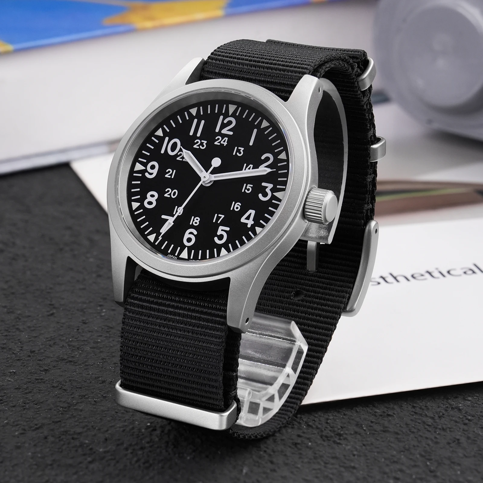 Militado ML05B Vintage Watch Miyota 2035 Movement Domed Sapphire Crystal With High Clear AR Coating Luminous 38mm Watches