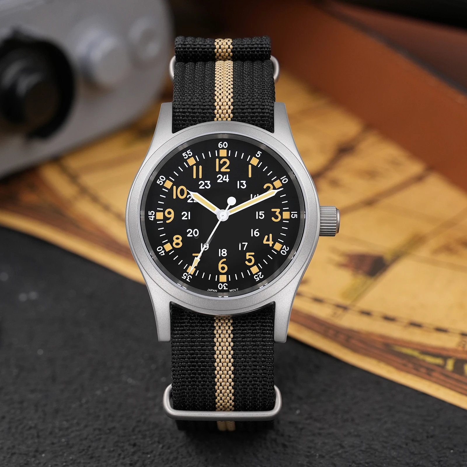 Militado ML05B Vintage Watch Miyota 2035 Movement Domed Sapphire Crystal With High Clear AR Coating Luminous 38mm Watches