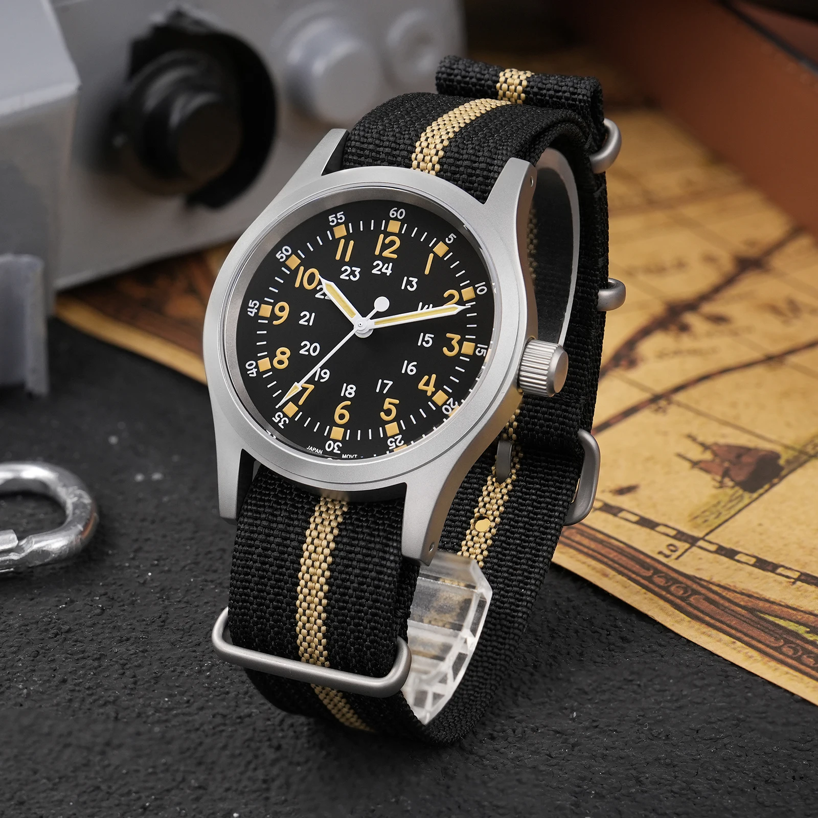 Militado ML05B Vintage Watch Miyota 2035 Movement Domed Sapphire Crystal With High Clear AR Coating Luminous 38mm Watches