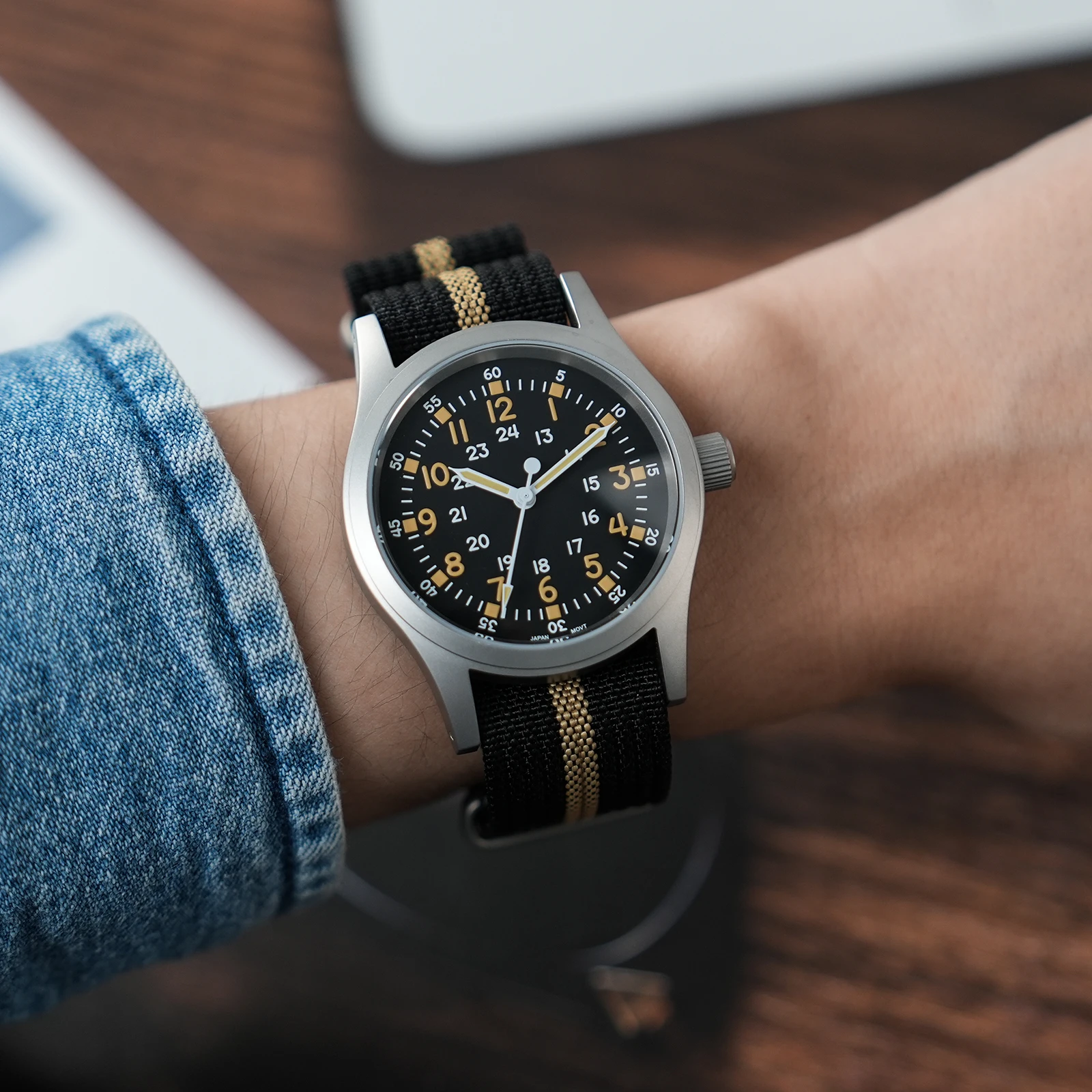 Militado ML05B Vintage Watch Miyota 2035 Movement Domed Sapphire Crystal With High Clear AR Coating Luminous 38mm Watches