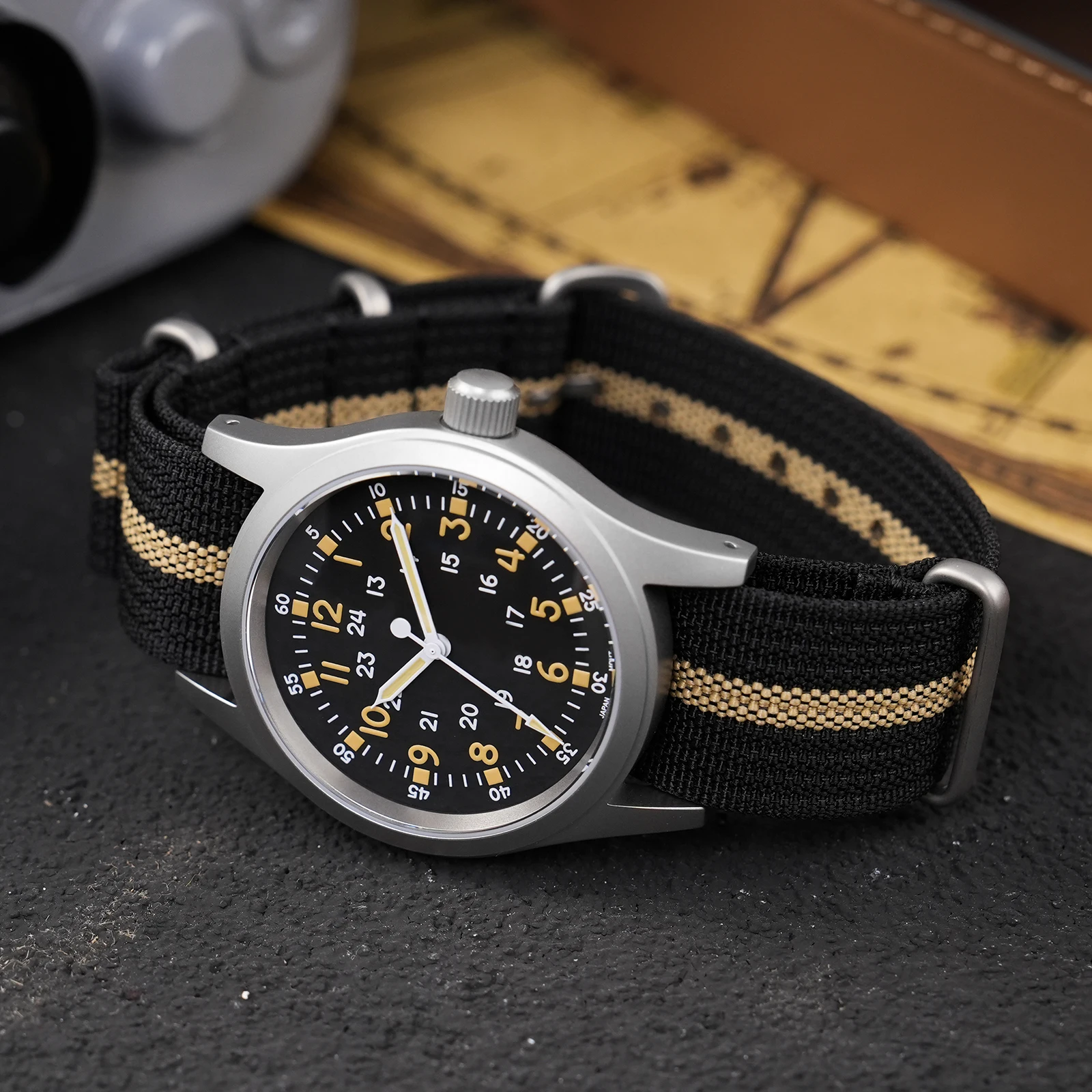 Militado ML05B Vintage Watch Miyota 2035 Movement Domed Sapphire Crystal With High Clear AR Coating Luminous 38mm Watches