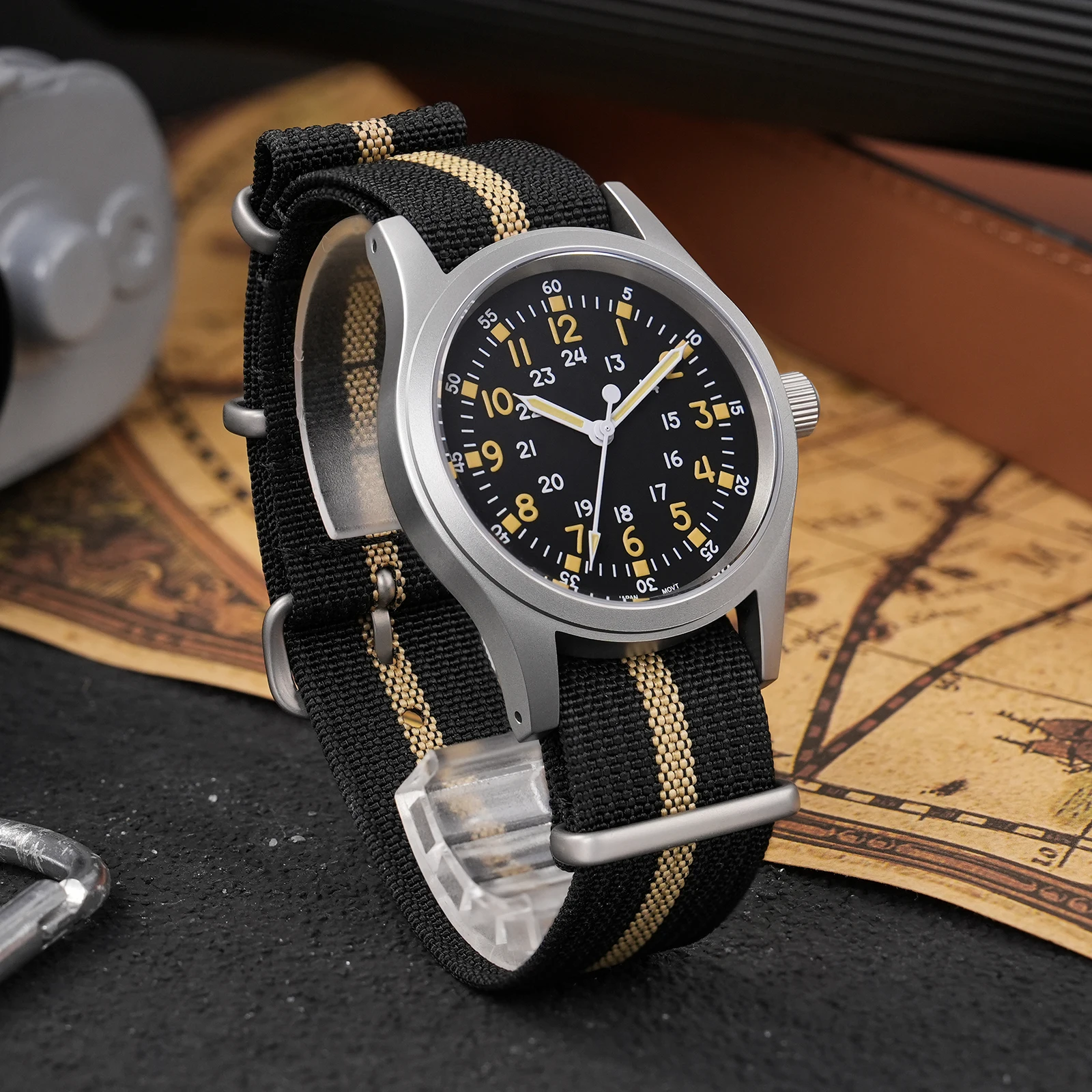 Militado ML05B Vintage Watch Miyota 2035 Movement Domed Sapphire Crystal With High Clear AR Coating Luminous 38mm Watches