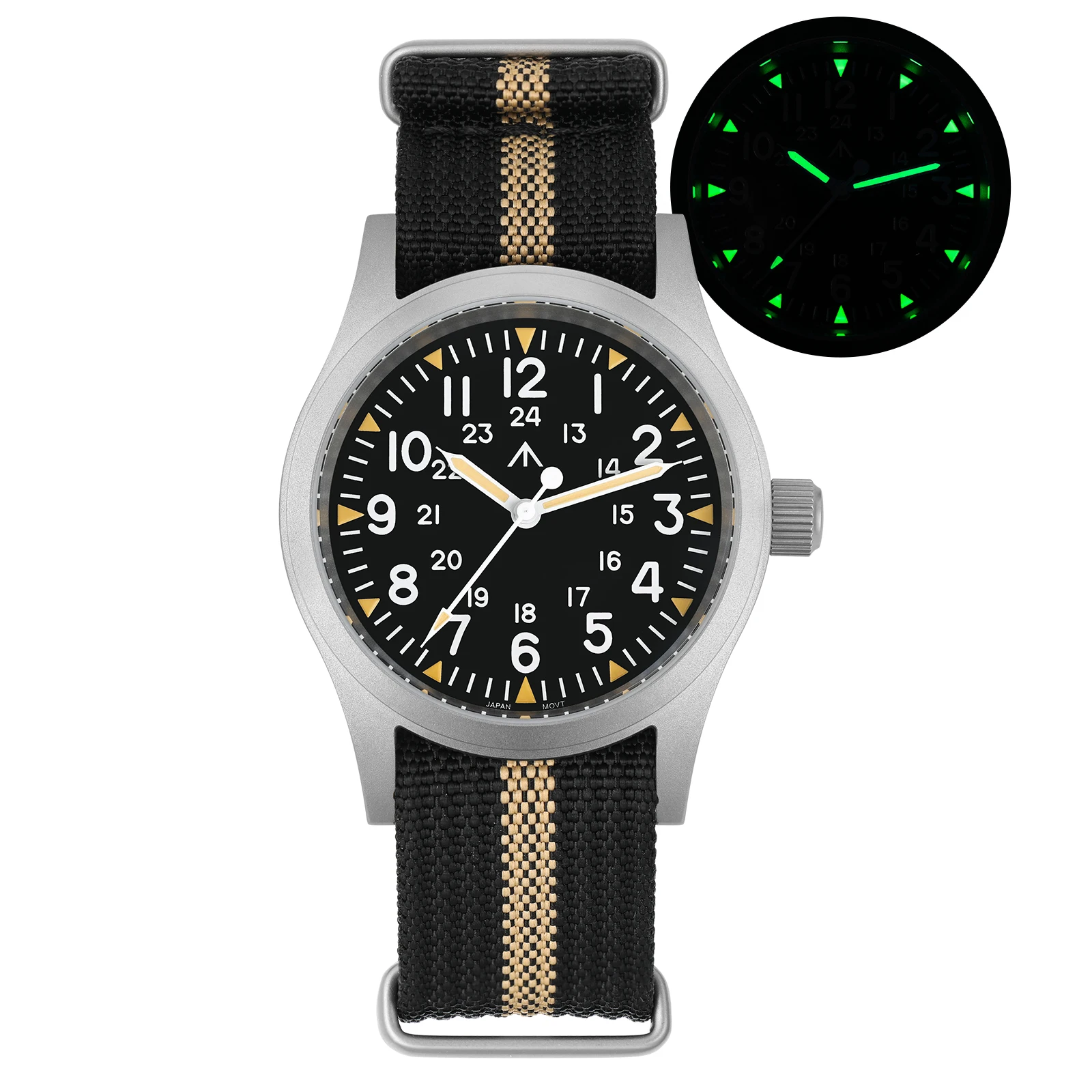 Militado ML05B Vintage Watch Miyota 2035 Movement Domed Sapphire Crystal With High Clear AR Coating Luminous 38mm Watches