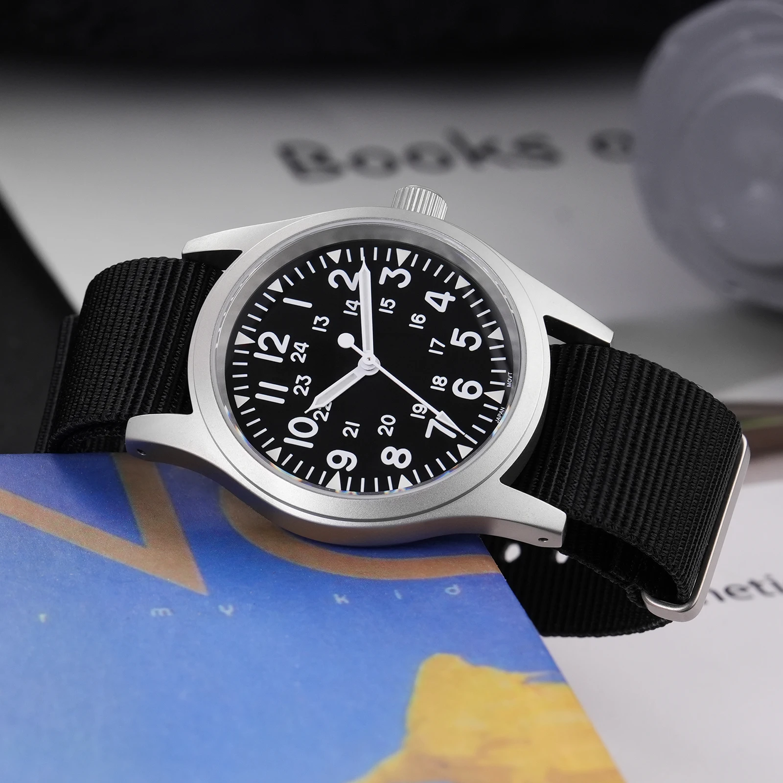 Militado ML05B Vintage Watch Miyota 2035 Movement Domed Sapphire Crystal With High Clear AR Coating Luminous 38mm Watches